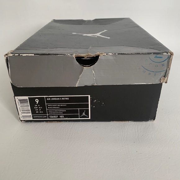 Nike Air Jordan 5 Retro White/Varsity Red-Mid Navy 9 - Picture 10 of 10